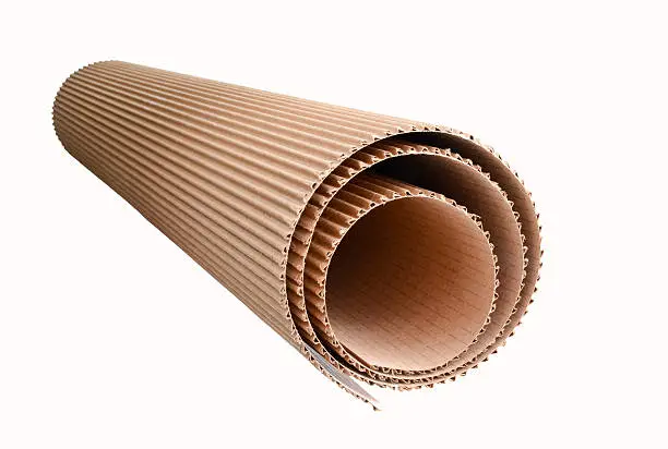 Photo of corrugated cardboard rolled up