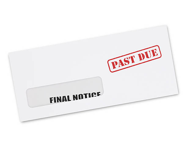 Final Notice Envelope Final Notice Envelope isolated on white (excluding the shadow) over spend stock pictures, royalty-free photos & images