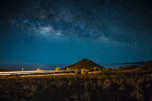 A night scene above the cloud deck on Hawaii's Mauna Kea volcano. 