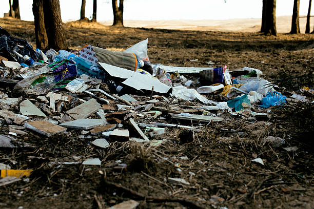istock old plastic garbage in forest, big mountain with nobody care 515712076
