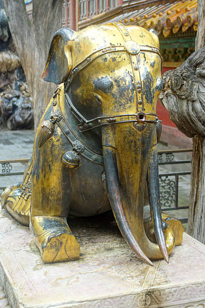 Forbidden City - Bronze elephant Name: Forbidden City bronze elephant statue stock pictures, royalty-free photos & images