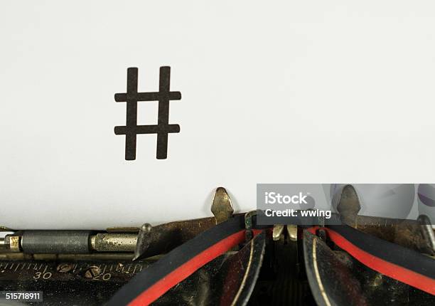 Old Typewriter With Hashtag Stock Photo - Download Image Now - Antique, Brand Name Online Messaging Platform, Color Image