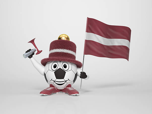 Soccer character fan supporting Latvia stock photo