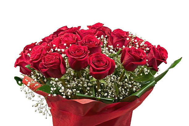 istock Flower bouquet from red roses isolated on white background. 515719549