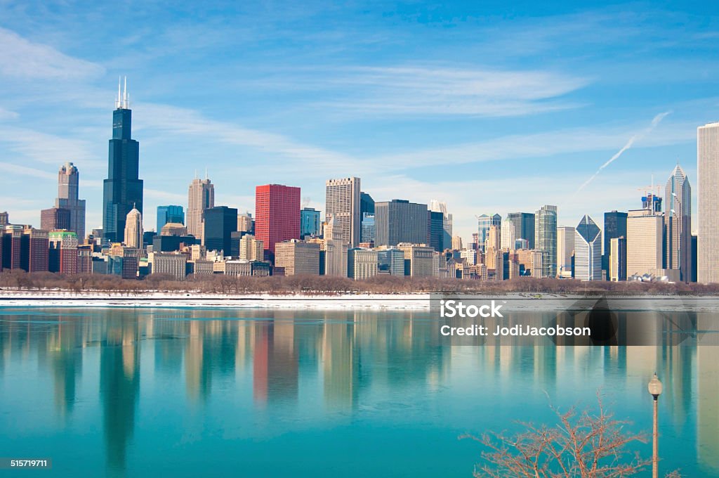 Skyline of Chicago overlooking Lake Michigan The skyline of Chicago overlooking Lake Michigan.  rr Chicago - Illinois Stock Photo