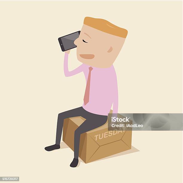 Contact With Customers On Tuesday Stock Illustration - Download Image Now - Adult, Box - Container, Business