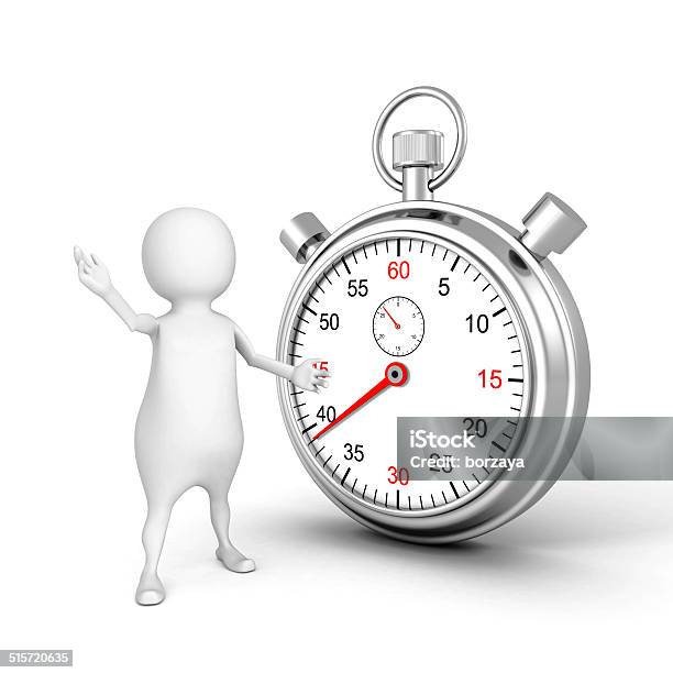3d White People With Classic Metal Stopwatch Stock Photo - Download Image Now - Accuracy, Adult, Adults Only