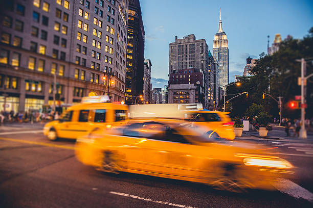 istock Blurred typical yellow taxi in New York 515721649