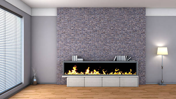 istock interior with fireplace, vase and books 515722039
