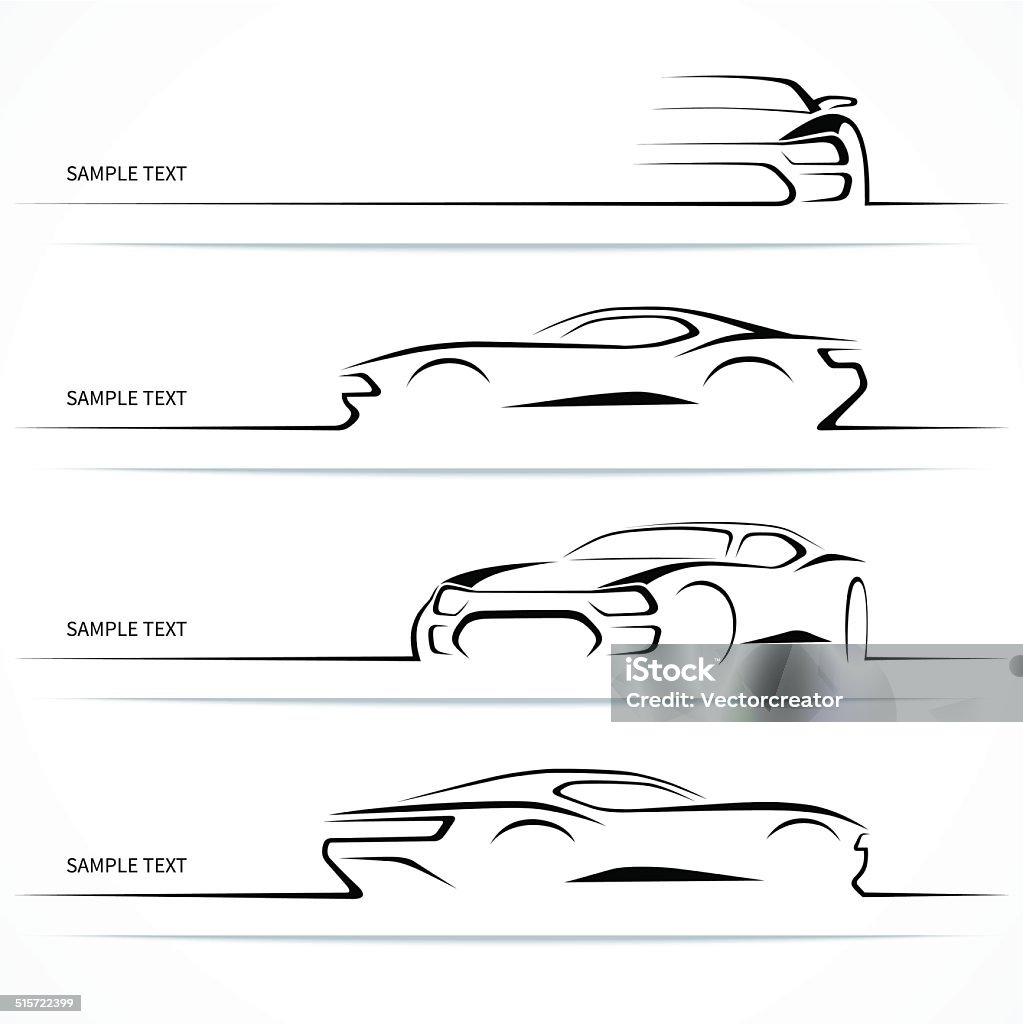 Set of modern car silhouettes. Set of modern car silhouettes. Vector illustration Sports Car stock vector