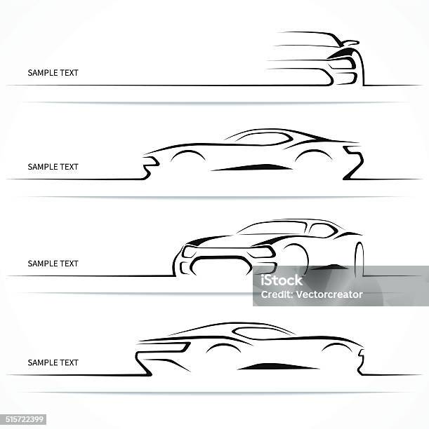 Set Of Modern Car Silhouettes Stock Illustration - Download Image Now - Sports Car, Outline, Vector
