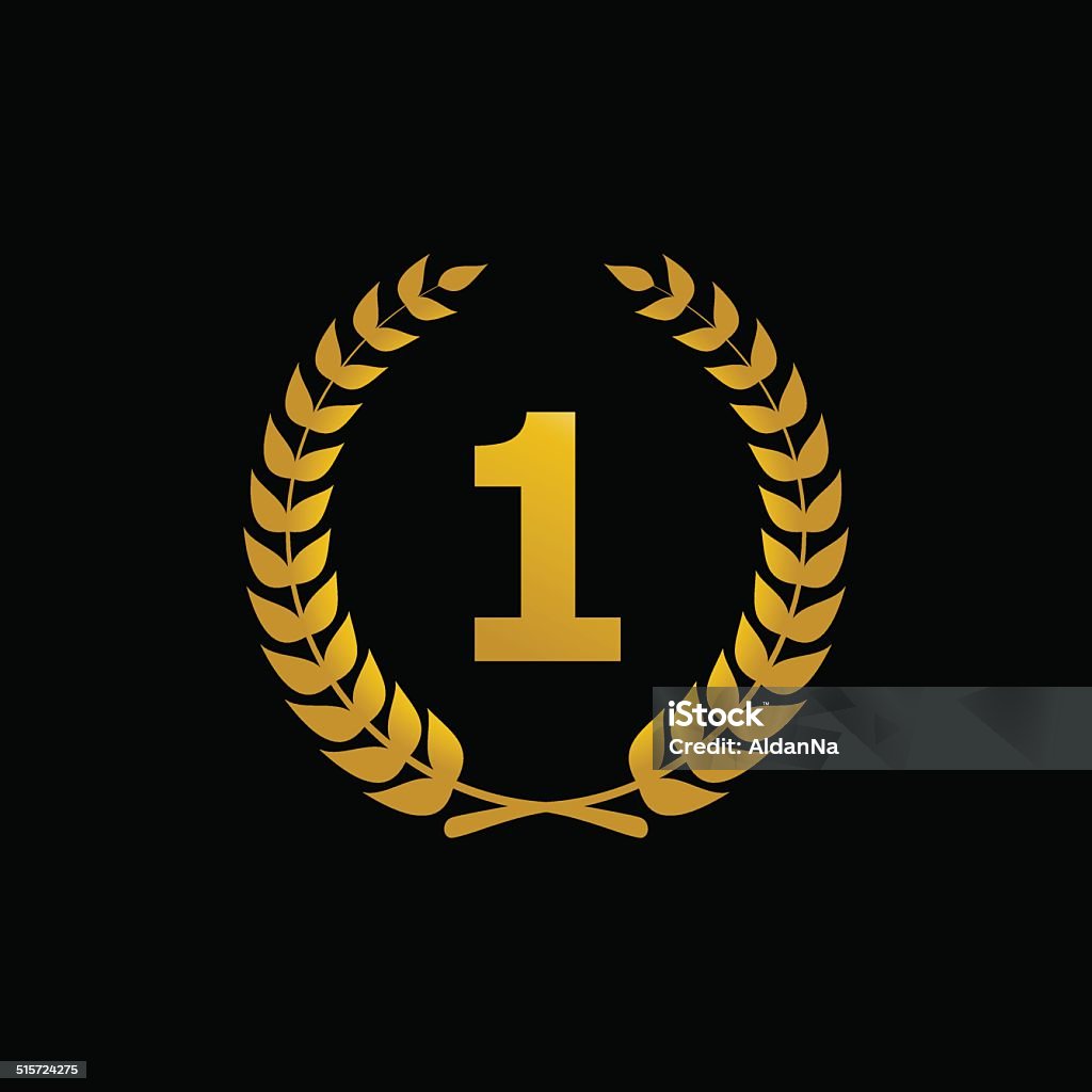 Gold Vector Silhouette Winner Icon With The Number 1 Stock Illustration ...