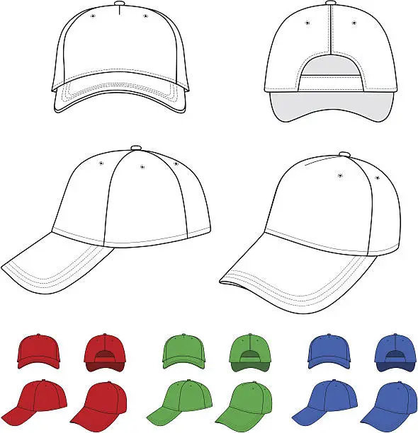 Vector illustration of Cap outlined template