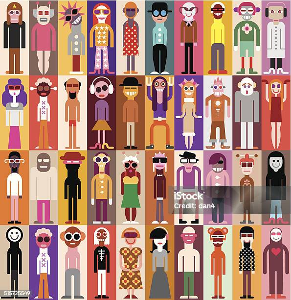 People Portraits Stock Illustration - Download Image Now - People, Toy Block, Cooperation