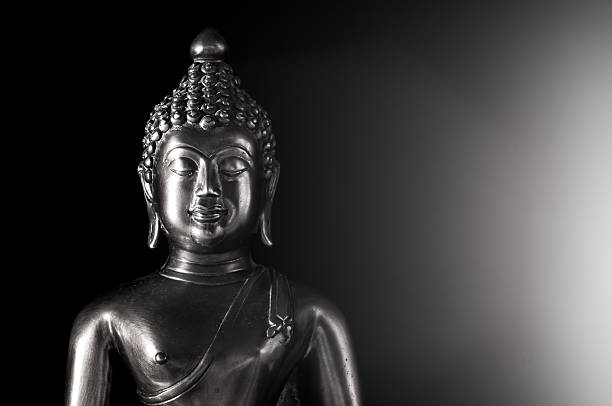 istock Buddha statue black and white on black and Flare 515736192