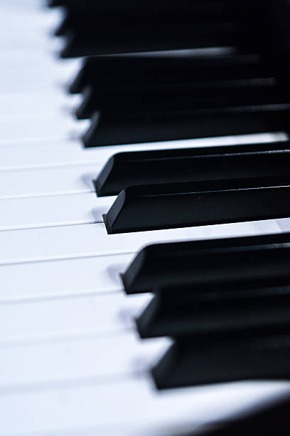 istock Piano keyboard background with selective focus. Warm color toned image 515738048