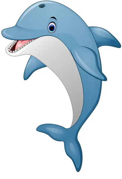 Vector illustration of Standing Dolphin cartoon