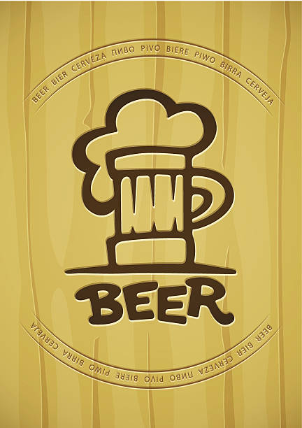 ilustrações de stock, clip art, desenhos animados e ícones de sinal de caneca de cerveja envolve silhueta em fundo de madeira - tap airplane