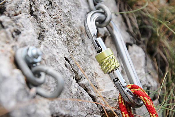 istock Carabiner with climbing rope 515741643