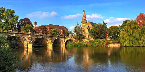 The English bridge over the river Severn in Shrewsbury Shropshire.