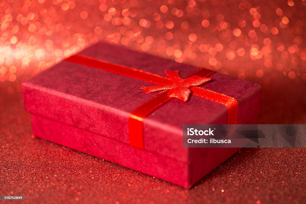 Present on red Birthday Stock Photo