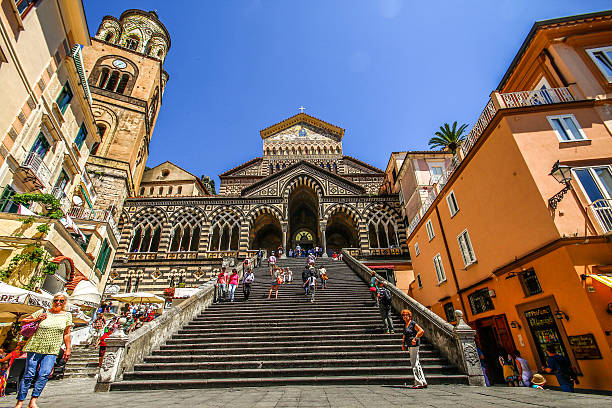 Amalfi, Italy - May 04, 2015 - Ornate Amalfi Cathedral stock photo