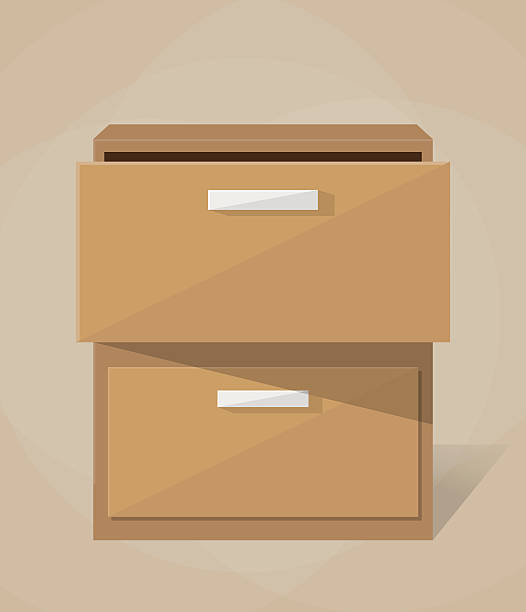 Vector archive filling cabinet brown wooden office archive filling cabinet. furniture. vector illustration in flat design light background filing cabinet stock illustrations