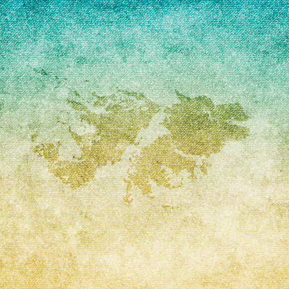 Map of Falkland Islands isolated on realistic grunge canvas texture.