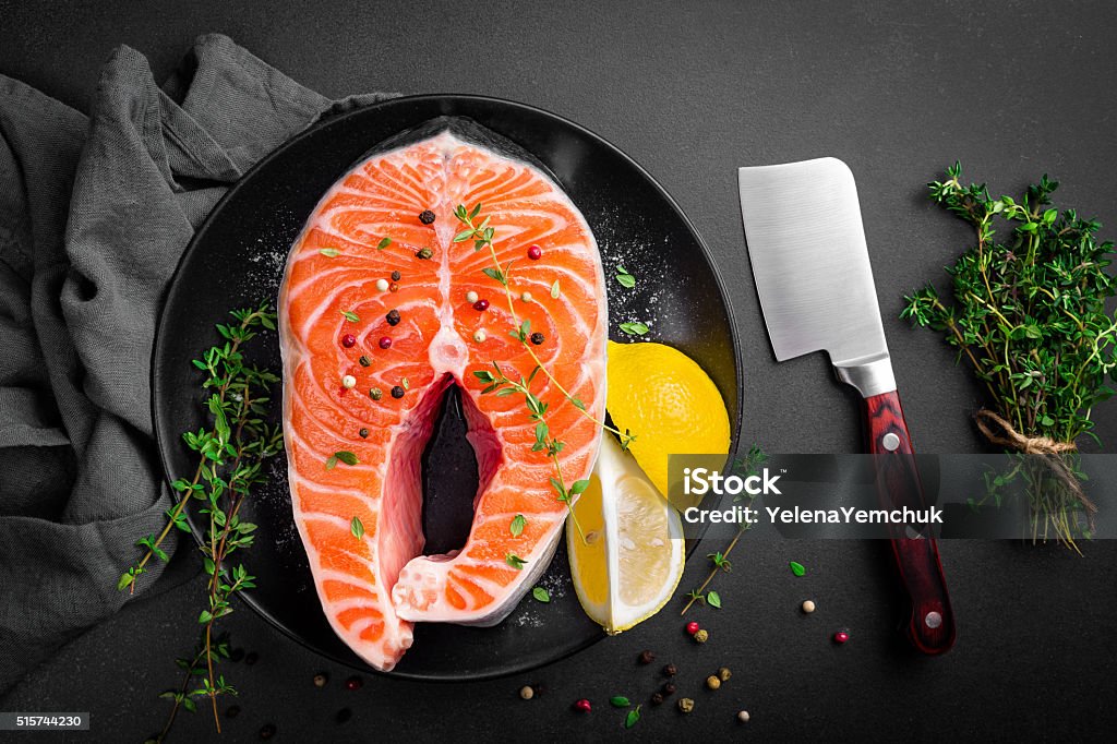 salmon steak Acid Stock Photo