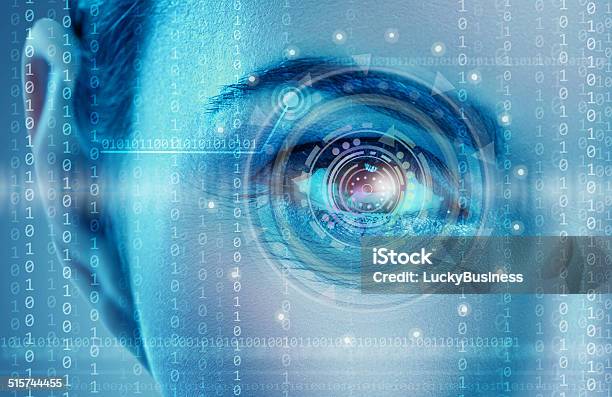 Eye Viewing Digital Information Stock Photo - Download Image Now - Human Eye, Virtual Reality, Abstract