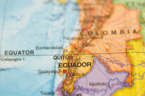 Beautiful photo of a map of Republic of Ecuador and the capital Quito .