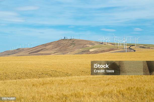 Rolling Hills With Wind Turbines And Telecommunication Towersq Stock Photo - Download Image Now