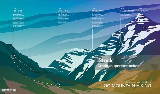 High Mountain Landscape Infographic Stock Illustration - Download Image Now - Mountain, Footpath, Infographic
