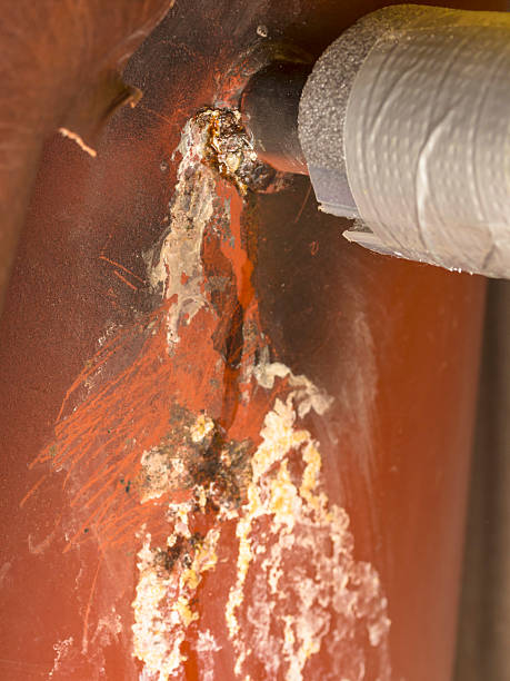 istock Water leakage on corroded water heater 515749122