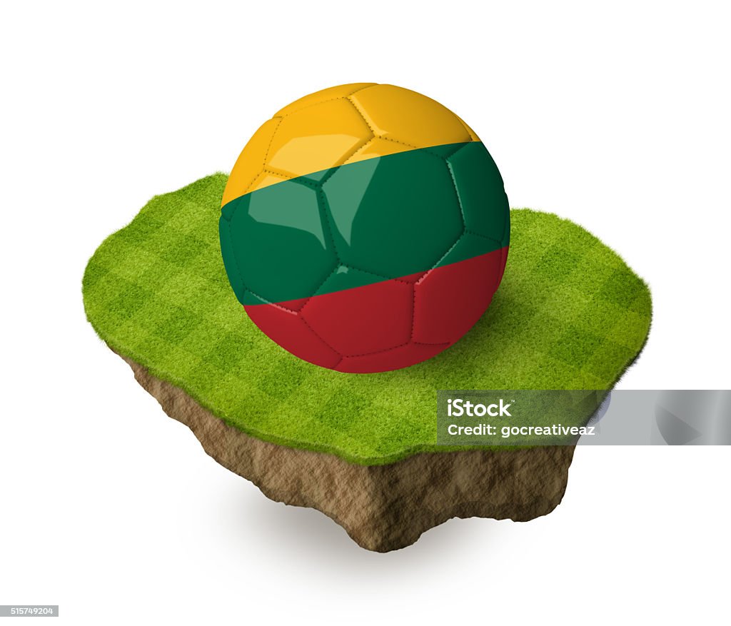 Realista 3 d bola de futebol com a bandeira de Lituânia. - Foto de stock de Bandeira royalty-free
