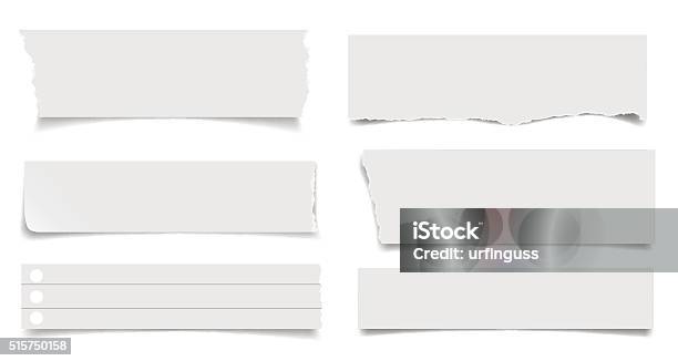 Set Of Notepaper Sheets With Shadow Stock Illustration - Download Image Now - Paper, Torn, Document