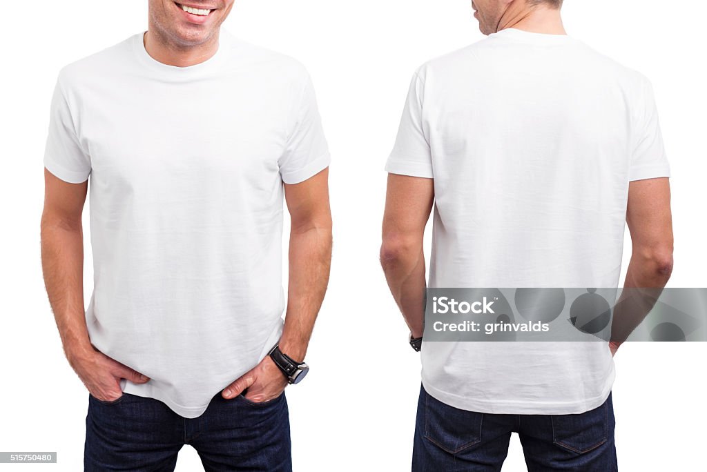 Mann im weißen T-Shirt - Lizenzfrei T-Shirt Stock-Foto