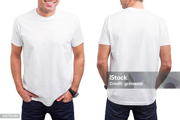 Hombre De Camiseta Blancas Foto de stock y más banco de imágenes de Camiseta - Camiseta, Blanco - Color, De ascendencia europea