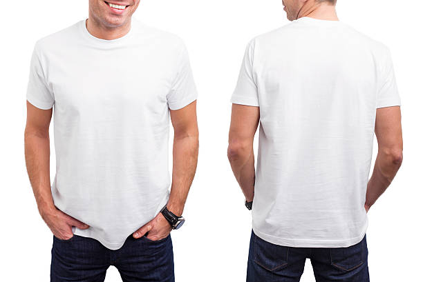 Man's white T-shirt stock photo
