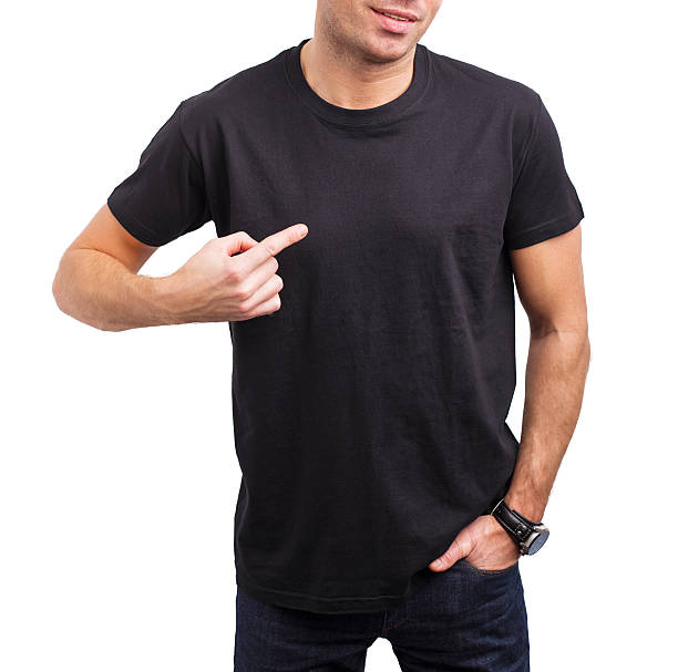 istock Man pointing at his black T-shirt 515751134