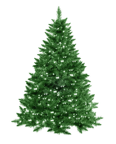 christmas tree with star lights stock photo
