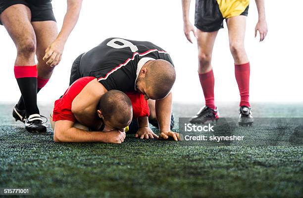 Rugby Players In Action Stock Photo - Download Image Now - Activity, Adult, Aggression