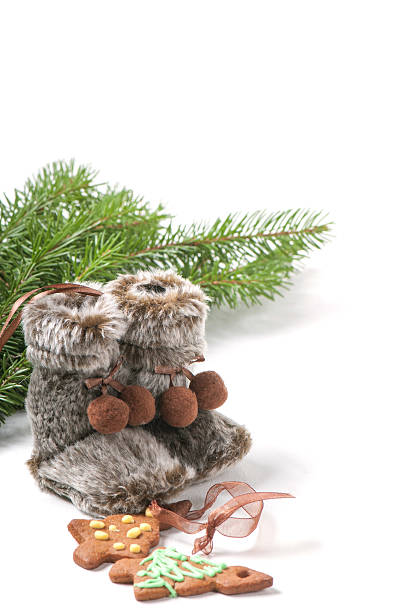 istock Winter boots, christmas tree and ginger cookies 515771091