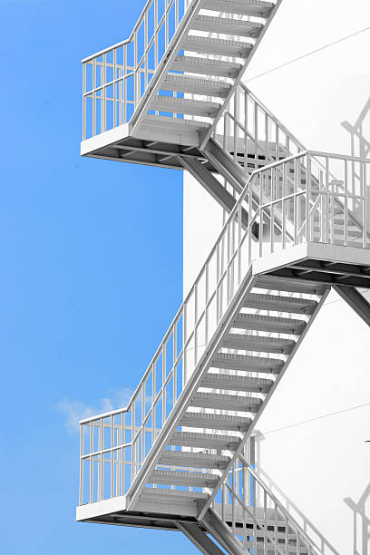istock Outdoor white steel stair 515773027