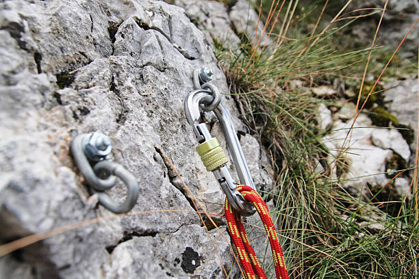istock Carabiner with climbing rope 515773195