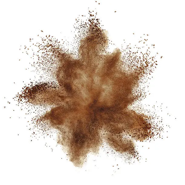 Coffee explosion isolated on white background