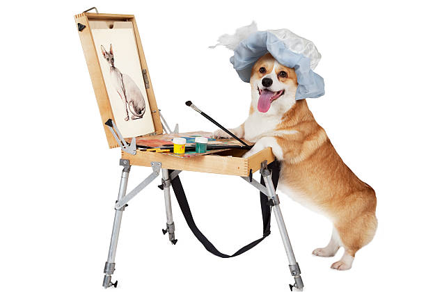 istock Dog artist draws a cat 515777834