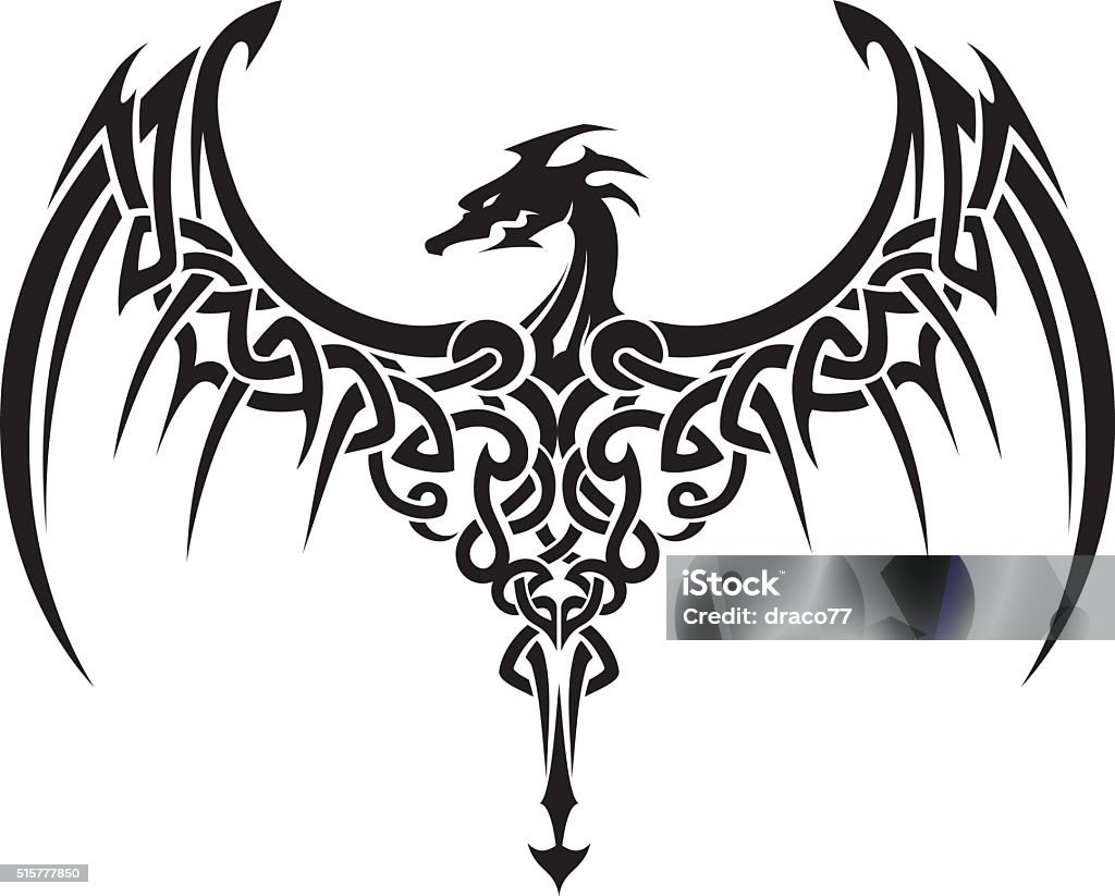 Celtic ailes tatouage de Dragon - clipart vectoriel de Dragon libre de droits