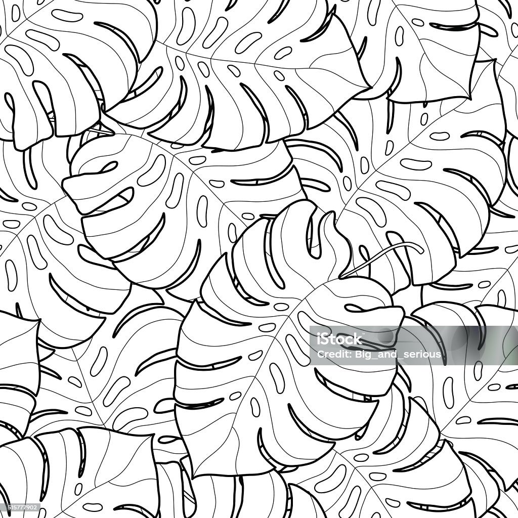 Black and white graphic tropical leaves seamless pattern Black and white graphic tropical leaves seamless pattern. Palm tree background. Textile, fabric, texture, poster. Vector illustration Abstract stock vector