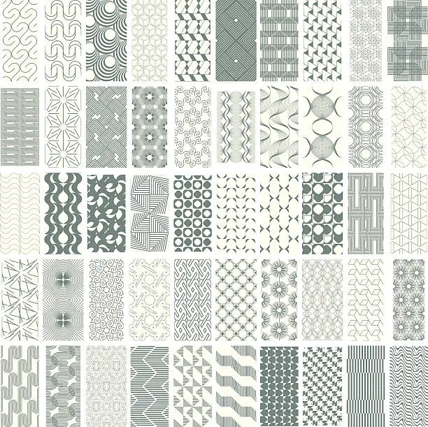 Vector illustration of 50 geometric seamless pattern set.